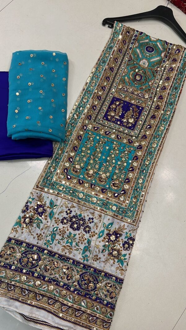 Pure China Firozi Color Silk Suit